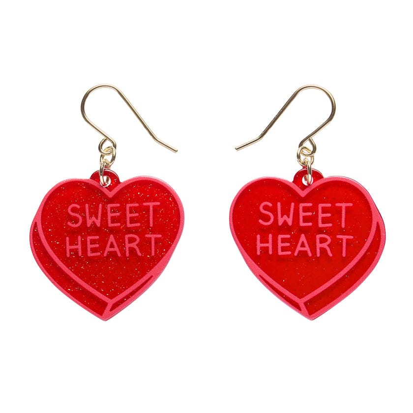 Candy Heart Drop Earrings – Red  -  Erstwilder Essentials  -  Quirky Resin and Enamel Accessories