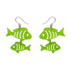 Fish Friends Drop Earrings - Green  -  Erstwilder Essentials  -  Quirky Resin and Enamel Accessories