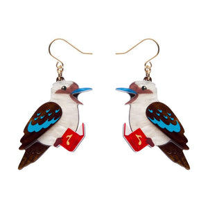 Kip the Kookaburra Drop Earrings  -  Erstwilder  -  Quirky Resin and Enamel Accessories