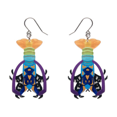 Tropical Rock Lobster Drop Earrings  -  Erstwilder  -  Quirky Resin and Enamel Accessories