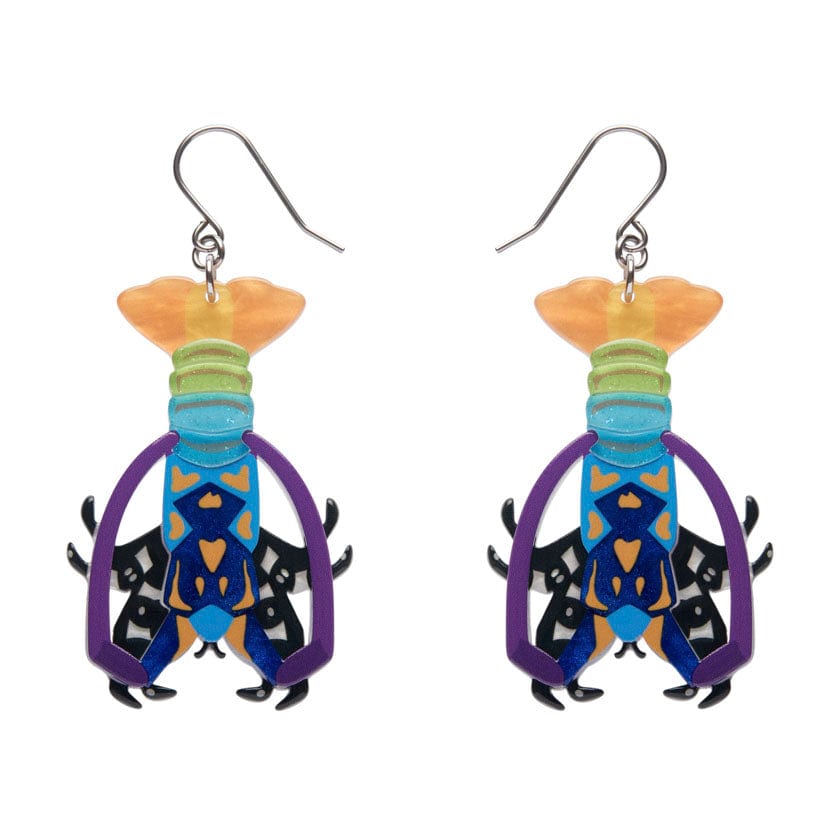 Tropical Rock Lobster Drop Earrings  -  Erstwilder  -  Quirky Resin and Enamel Accessories