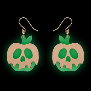 Poison Apple Drop Earrings - Glow in the Dark and Gold  -  Erstwilder Essentials  -  Quirky Resin and Enamel Accessories