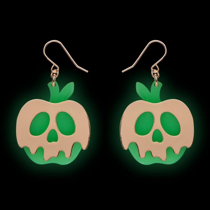 Poison Apple Drop Earrings - Glow in the Dark and Gold  -  Erstwilder Essentials  -  Quirky Resin and Enamel Accessories