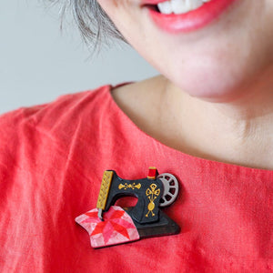 Singer of Seams Brooch  -  Erstwilder  -  Quirky Resin and Enamel Accessories