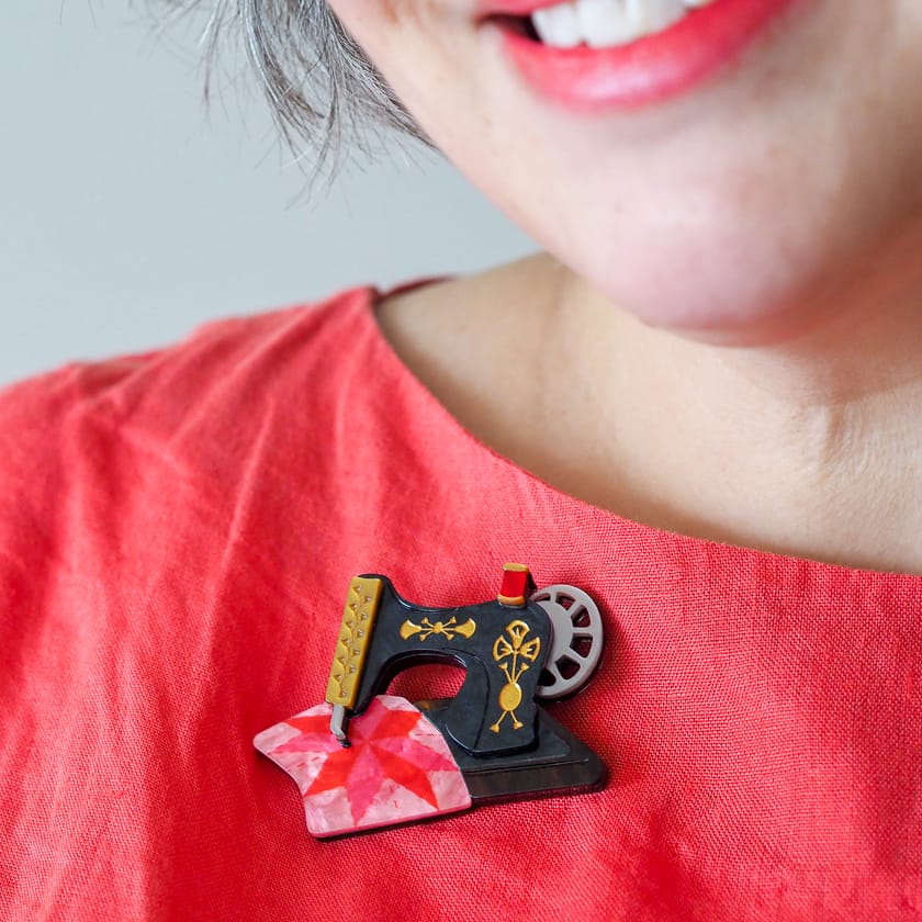 Singer of Seams Brooch  -  Erstwilder  -  Quirky Resin and Enamel Accessories