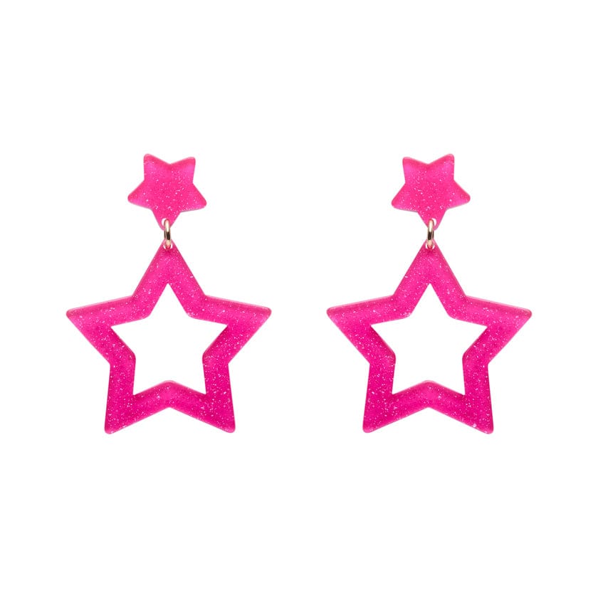 Double Star Stud Earrings – Pink  -  Erstwilder Essentials  -  Quirky Resin and Enamel Accessories