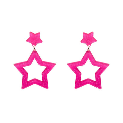 Double Star Stud Earrings – Pink  -  Erstwilder Essentials  -  Quirky Resin and Enamel Accessories