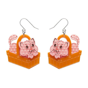 Cozy Custard Cat Drop Earrings  -  Erstwilder  -  Quirky Resin and Enamel Accessories
