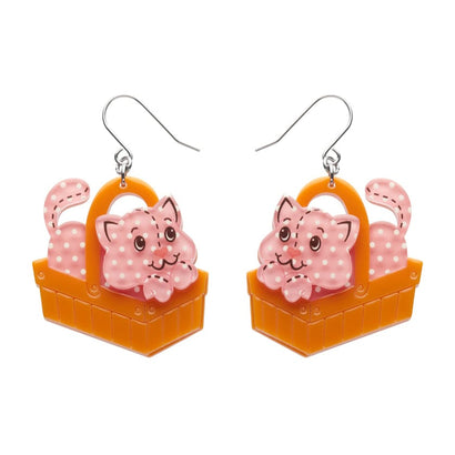 Cozy Custard Cat Drop Earrings  -  Erstwilder  -  Quirky Resin and Enamel Accessories