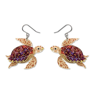 Hawksbill Turtle Drop Earrings  -  Erstwilder  -  Quirky Resin and Enamel Accessories