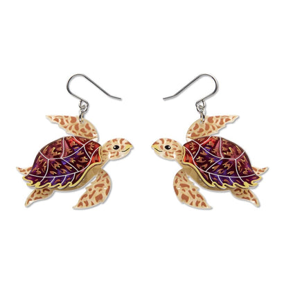 Hawksbill Turtle Drop Earrings  -  Erstwilder  -  Quirky Resin and Enamel Accessories
