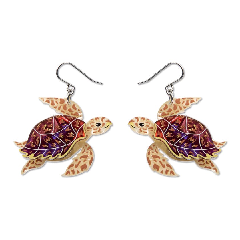 Hawksbill Turtle Drop Earrings  -  Erstwilder  -  Quirky Resin and Enamel Accessories