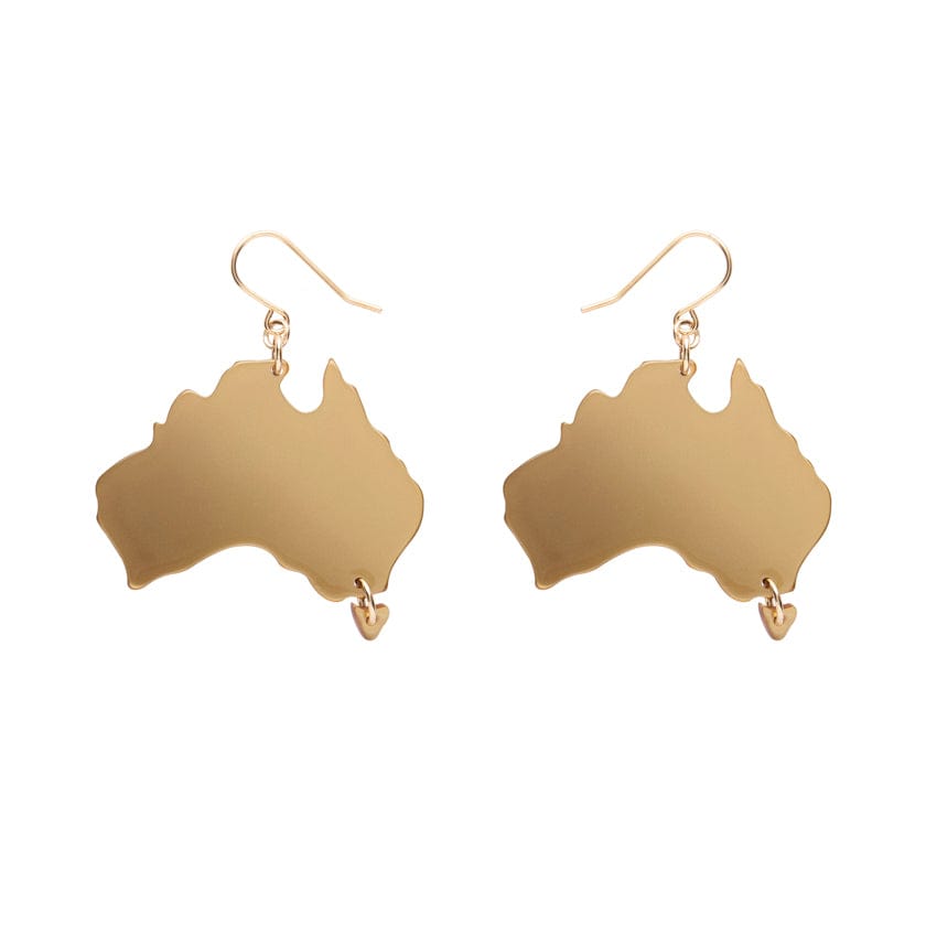 Australia Drop Earrings - Gold  -  Erstwilder Essentials  -  Quirky Resin and Enamel Accessories