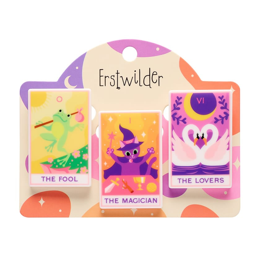 Tarot Simplified Mini Brooch Set - Set - 3 Piece  -  Erstwilder Simplified  -  Quirky Resin and Enamel Accessories
