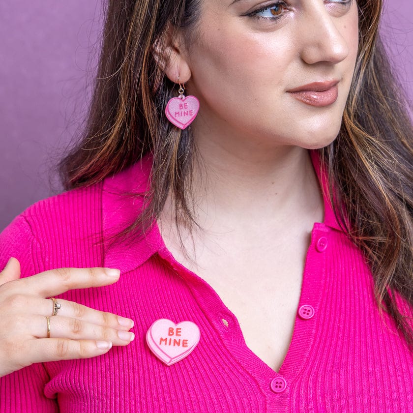 Candy Heart Simplified Mini Brooch – Pink  -  Erstwilder Simplified  -  Quirky Resin and Enamel Accessories