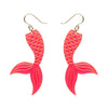 Mermaid Tail Drop Earrings - Hot Pink  -  Erstwilder Essentials  -  Quirky Resin and Enamel Accessories