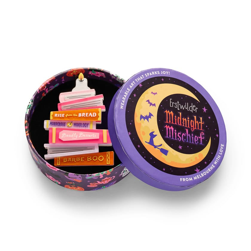 Midnight Library Brooch  -  Erstwilder  -  Quirky Resin and Enamel Accessories