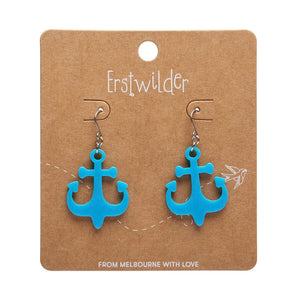 Ship Anchor Drop Earrings - Blue  -  Erstwilder Essentials  -  Quirky Resin and Enamel Accessories