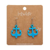 Ship Anchor Drop Earrings - Blue