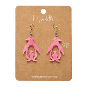 Double Penguin Drop Earrings - Pink  -  Erstwilder Essentials  -  Quirky Resin and Enamel Accessories
