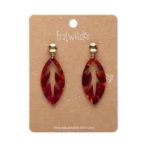 Leaf Drop Earrings – Maroon  -  Erstwilder Essentials  -  Quirky Resin and Enamel Accessories