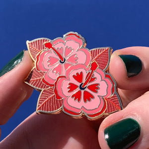 Halcyon Hibiscus Enamel Pin  -  Erstwilder  -  Quirky Resin and Enamel Accessories