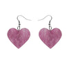 Solid Heart Ripple Resin Drop Earrings - Mauve  -  Erstwilder Essentials  -  Quirky Resin and Enamel Accessories
