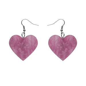Solid Heart Ripple Resin Drop Earrings - Mauve  -  Erstwilder Essentials  -  Quirky Resin and Enamel Accessories