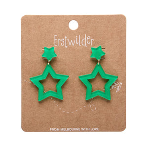 Double Star Stud Earrings – Green  -  Erstwilder Essentials  -  Quirky Resin and Enamel Accessories