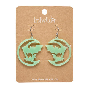 Moon & Bats Drop Earrings - Glow in the Dark  -  Erstwilder Essentials  -  Quirky Resin and Enamel Accessories