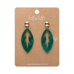 Leaf Drop Earrings – Teal  -  Erstwilder Essentials  -  Quirky Resin and Enamel Accessories