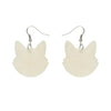 Solid Cat Head Ripple Resin Drop Earrings - White  -  Erstwilder Essentials  -  Quirky Resin and Enamel Accessories