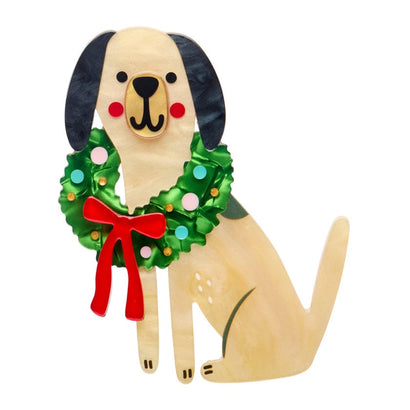 Deck the Doggo Brooch  -  Erstwilder  -  Quirky Resin and Enamel Accessories