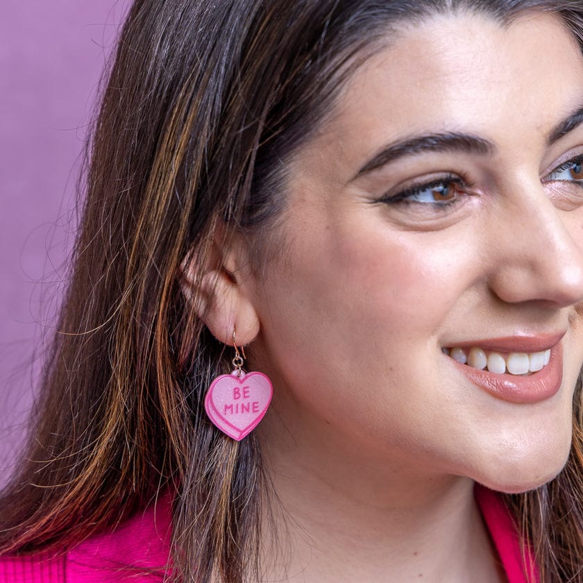 Candy Heart Drop Earrings – Pink  -  Erstwilder Essentials  -  Quirky Resin and Enamel Accessories