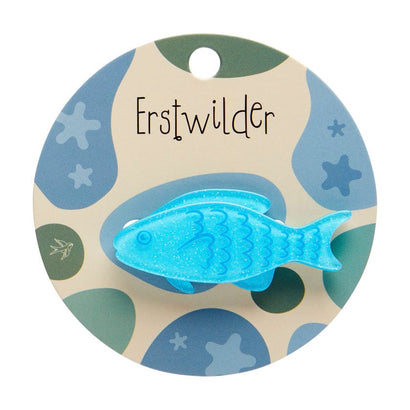 Blue Fish Simplified Mini Brooch  -  Erstwilder Simplified  -  Quirky Resin and Enamel Accessories