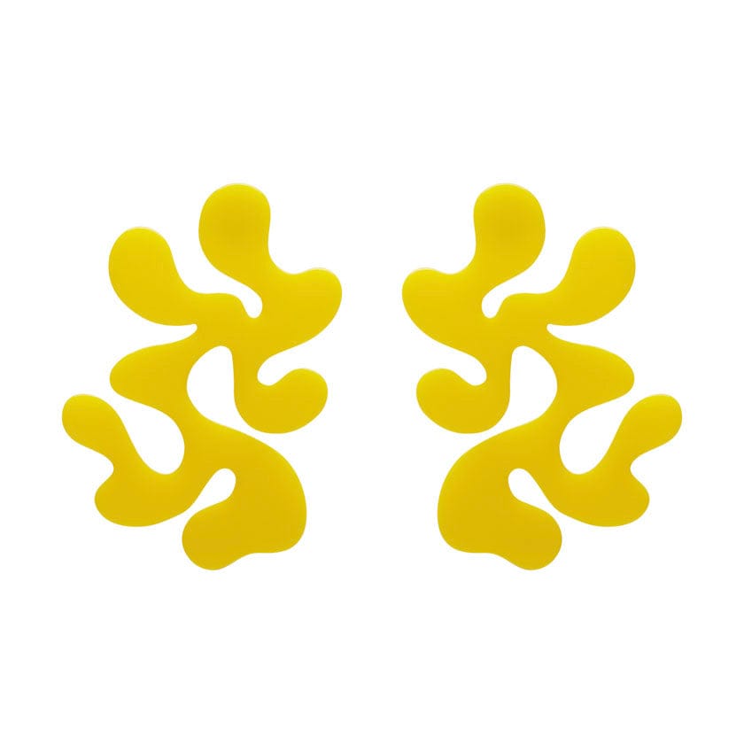 Statement Coral Stud Earrings - Yellow  -  Erstwilder Essentials  -  Quirky Resin and Enamel Accessories