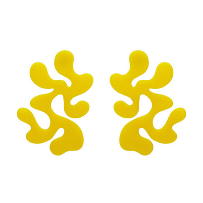 Statement Coral Stud Earrings - Yellow  -  Erstwilder Essentials  -  Quirky Resin and Enamel Accessories