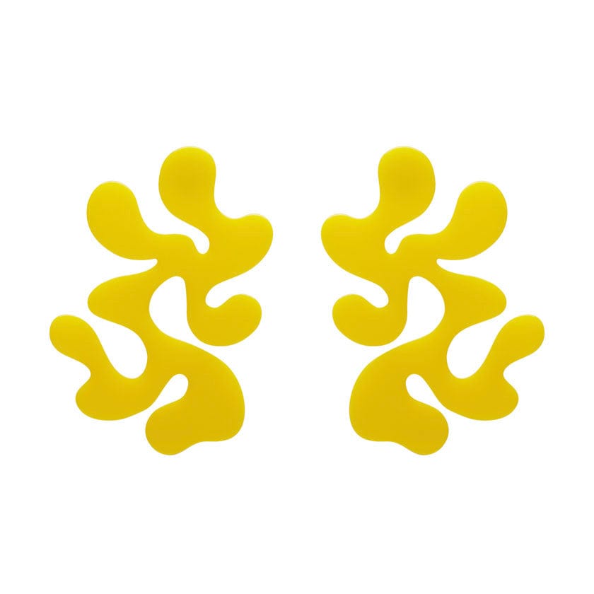 Statement Coral Stud Earrings - Yellow  -  Erstwilder Essentials  -  Quirky Resin and Enamel Accessories