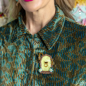 Silky’s Door Brooch  -  Erstwilder  -  Quirky Resin and Enamel Accessories