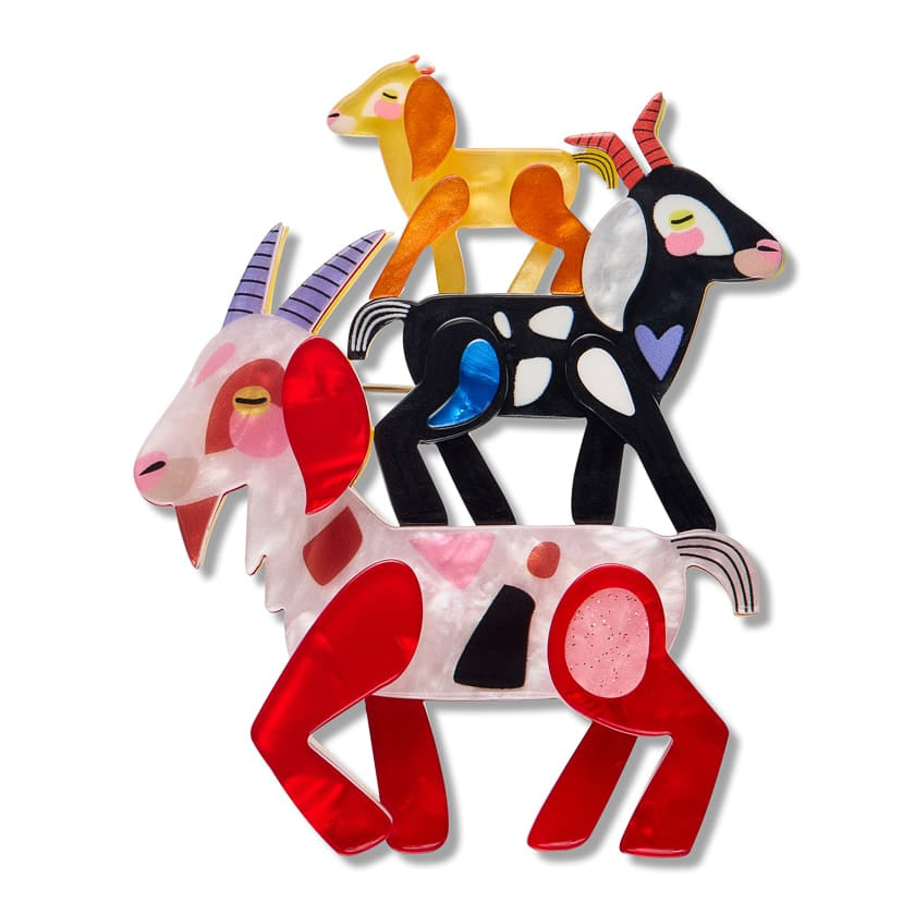 Goat Goals Brooch  -  Erstwilder  -  Quirky Resin and Enamel Accessories