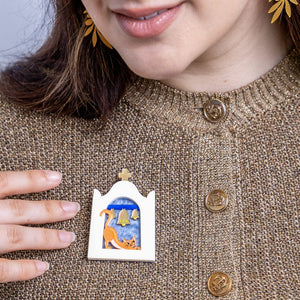 Aegean Feline Brooch  -  Erstwilder  -  Quirky Resin and Enamel Accessories