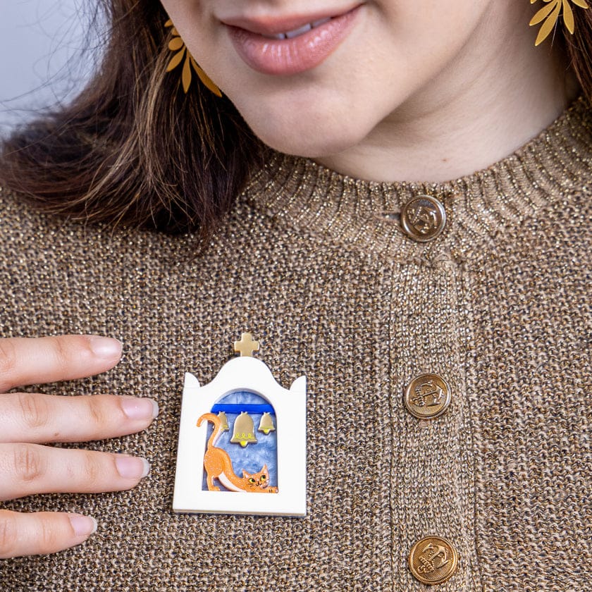 Aegean Feline Brooch  -  Erstwilder  -  Quirky Resin and Enamel Accessories