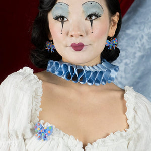 Polka Dot Bow Simplified Mini Brooch – Blue  -  Erstwilder Simplified  -  Quirky Resin and Enamel Accessories