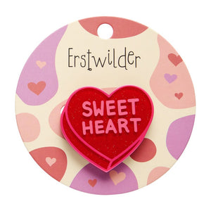 Candy Heart Simplified Mini Brooch – Red  -  Erstwilder Simplified  -  Quirky Resin and Enamel Accessories