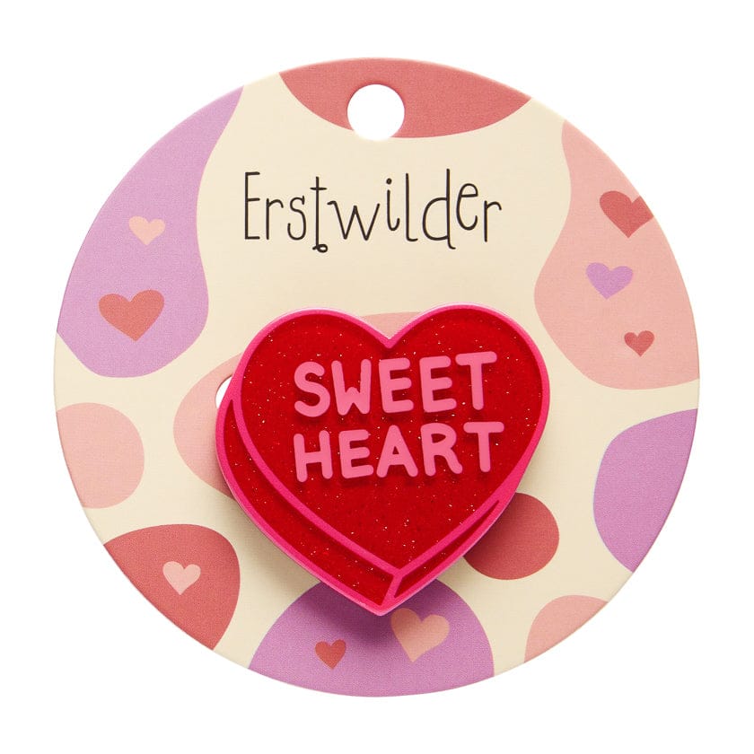 Candy Heart Simplified Mini Brooch – Red  -  Erstwilder Simplified  -  Quirky Resin and Enamel Accessories