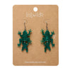 Double Frog Drop Earrings - Green