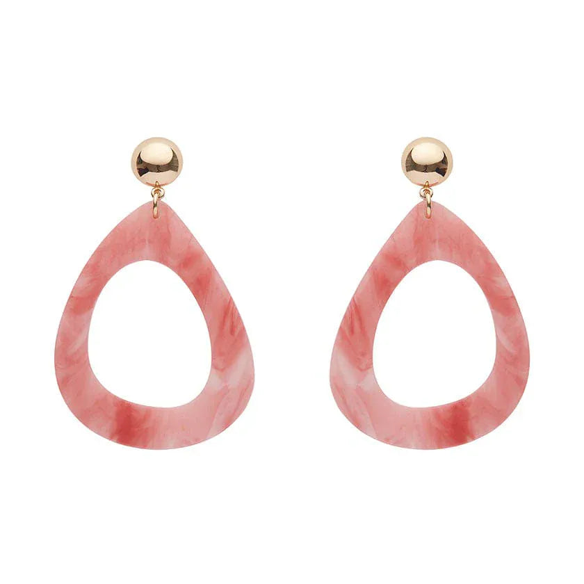 Statement Marble Resin Tear Drop Earrings - Coral  -  Erstwilder Essentials  -  Quirky Resin and Enamel Accessories