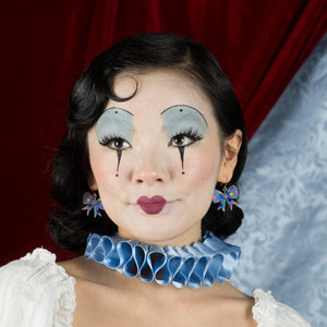 Polka Dot Bow Drop Earrings – Blue  -  Erstwilder Essentials  -  Quirky Resin and Enamel Accessories