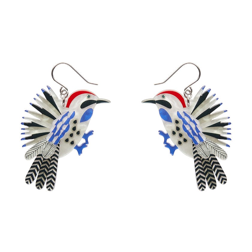 Wondrous Woodpecker Drop Earrings  -  Erstwilder  -  Quirky Resin and Enamel Accessories
