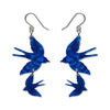 Double Swallow Drop Earrings - Blue  -  Erstwilder Essentials  -  Quirky Resin and Enamel Accessories